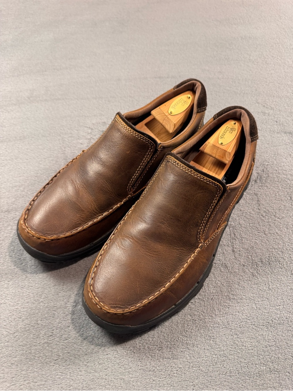 Skechers Men's Relaxed Fit Braver-Rayland Brown Leather Slip-On Loafers